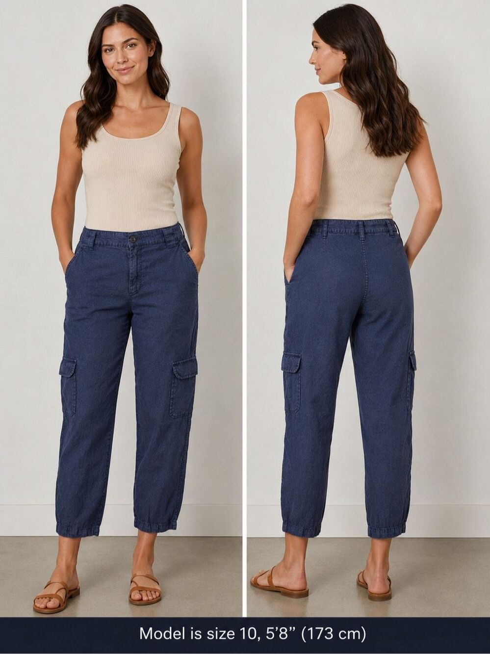 Rachel Roy 100% Linen High Rise Straight Leg Blue Pants Large #768
